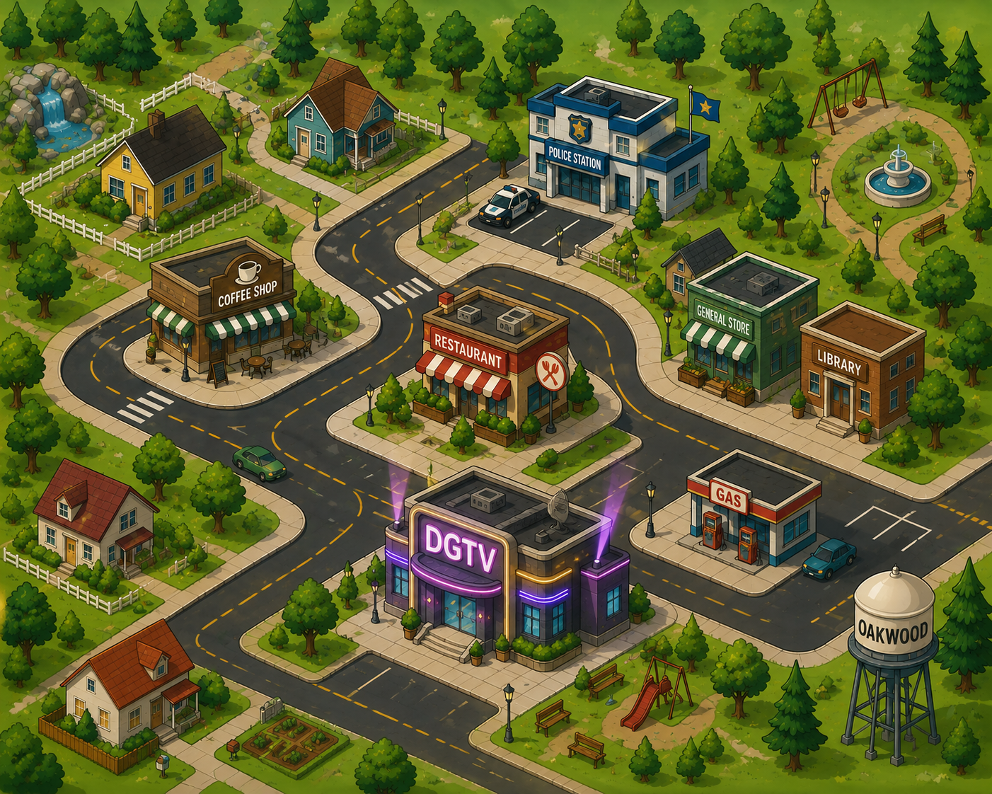 Cartoon town map